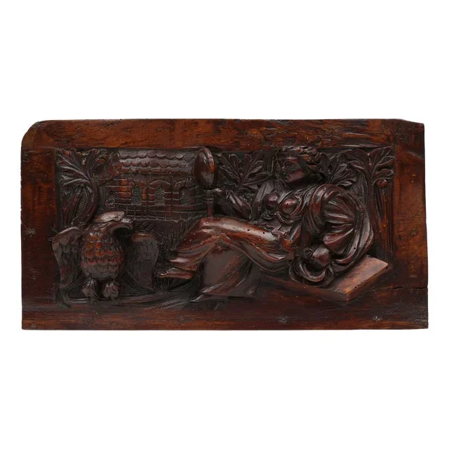 17th Century Gothic Hand Sculpted Oak Panel, Belgium