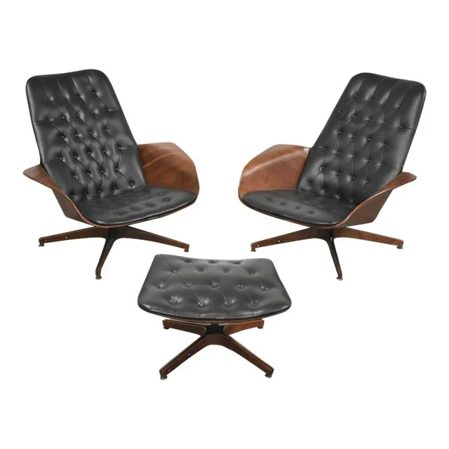 1960s George Mulhauser Mr. Lounge Chairs and Ottoman – 3 Pieces