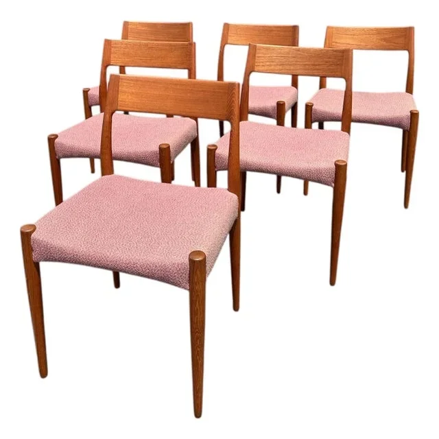 1960s Mid Century Danish Teak Dining Chairs, Set of 6