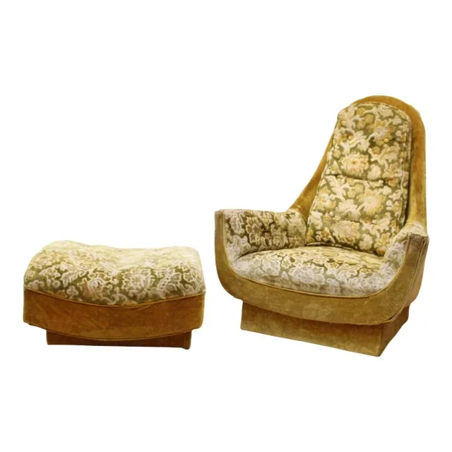 1960s Mid-Century Modern Armchair & Ottoman Adrian Pearsall