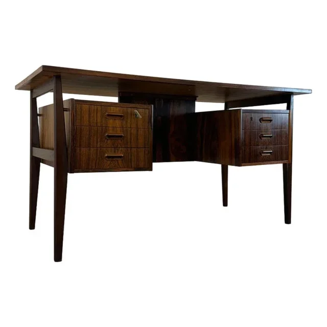 1960s Tibergaard Danish Rosewood Desk Designed by Gunnar Nielsen Tibergaard