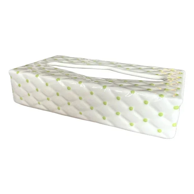 1970s Vintage Hollywood Regency Italian Ceramic Tissue Box Cover