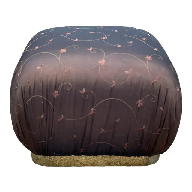 1990s Karl Springer Style Pouf Ottoman