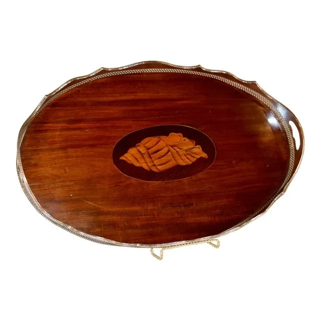 19th Century English Mahogany Serving Tray With Gallery
