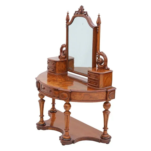 19th Century Victorian Burr Walnut Duchess Dressing Table
