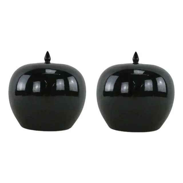 A Pair of Black Watermelon Jars, Republic of China Period
