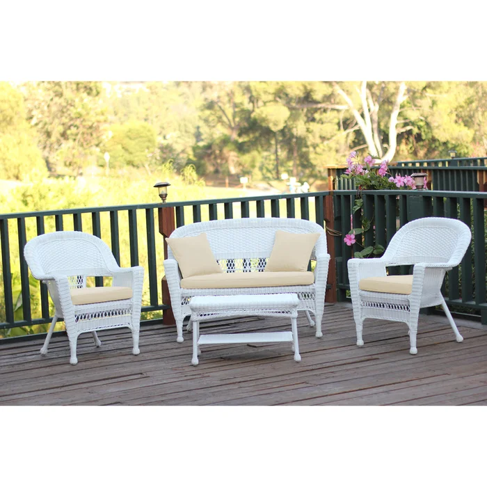 All-Weather Resin Wicker Patio Conversation Set with Cushions