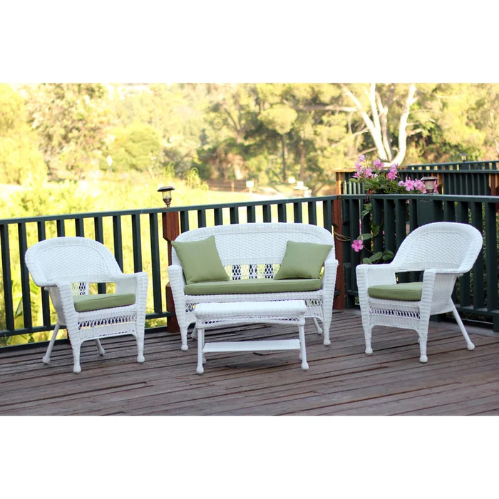 All-Weather Resin Wicker Patio Conversation Set with Steel Frame and Cushions