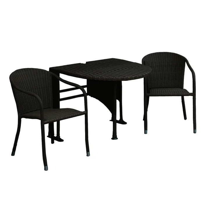 All-Weather Wicker Outdoor Table and Chair Set, Foldable Java Design