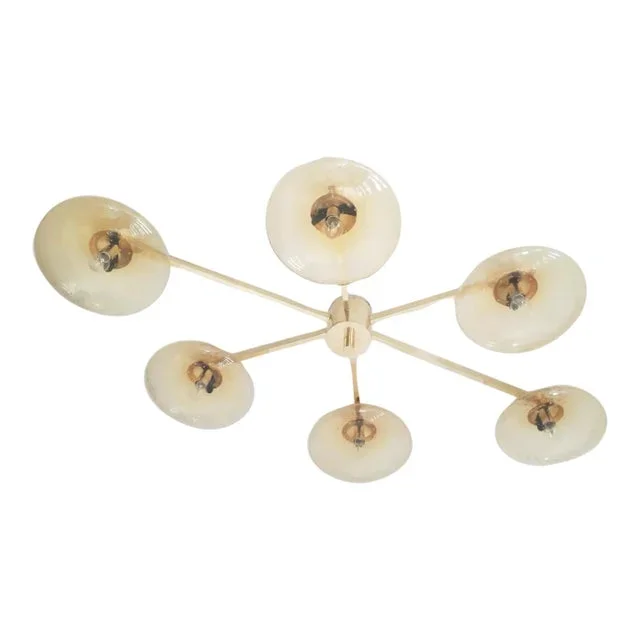 Angelo Natural Brass Amber Bubbles Glass Flush Mount by Fabio Ltd