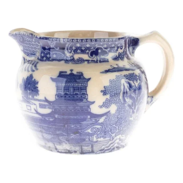 Antique Blue Willow Ceramic Pottery Jug from Maling