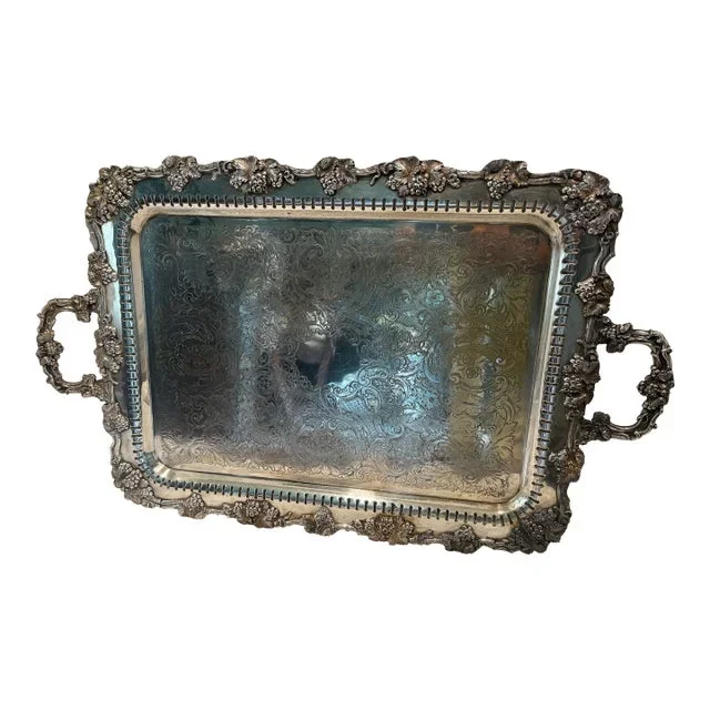 Antique English Hallmarked Silver Plate Serving Tray