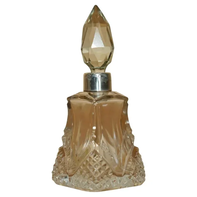 Antique Sterling Silver Perfume Bottle in Cut Crystal from Henry Perkins & Sons, 1905