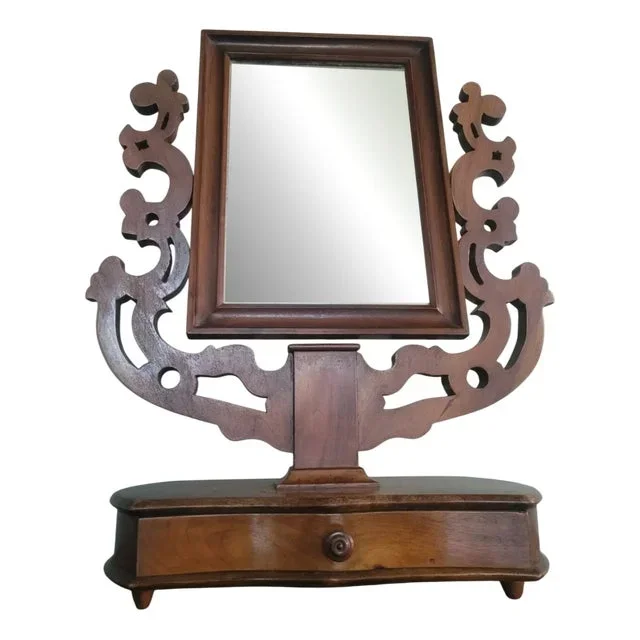Antique Walnut Table Mirror