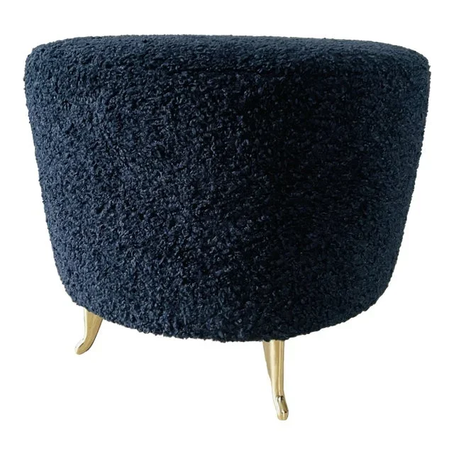 Arc Pouf in Blue Upholstery