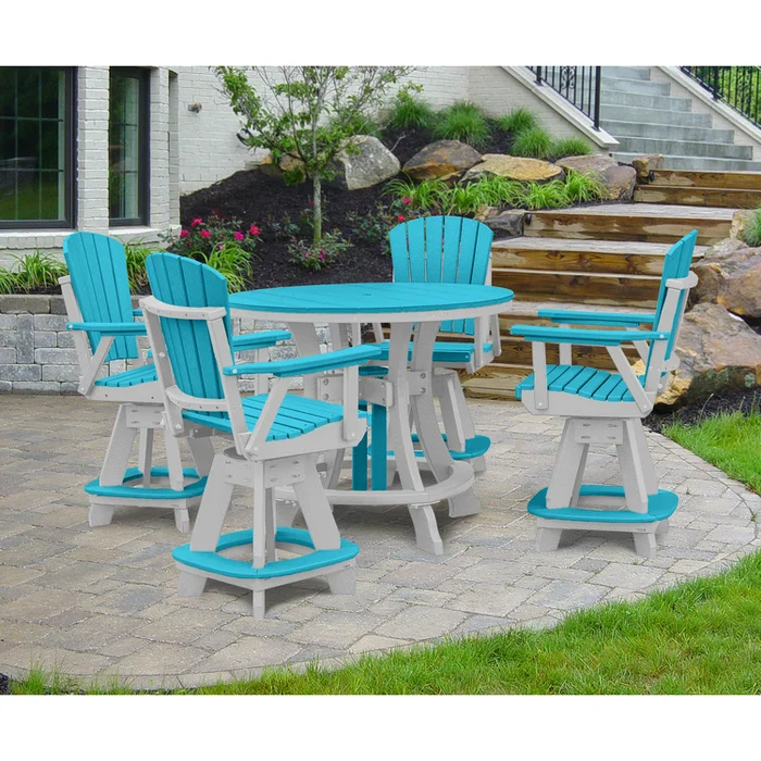 Aruba Blue Round Counter Height Dining Set – Durable Outdoor Furniture