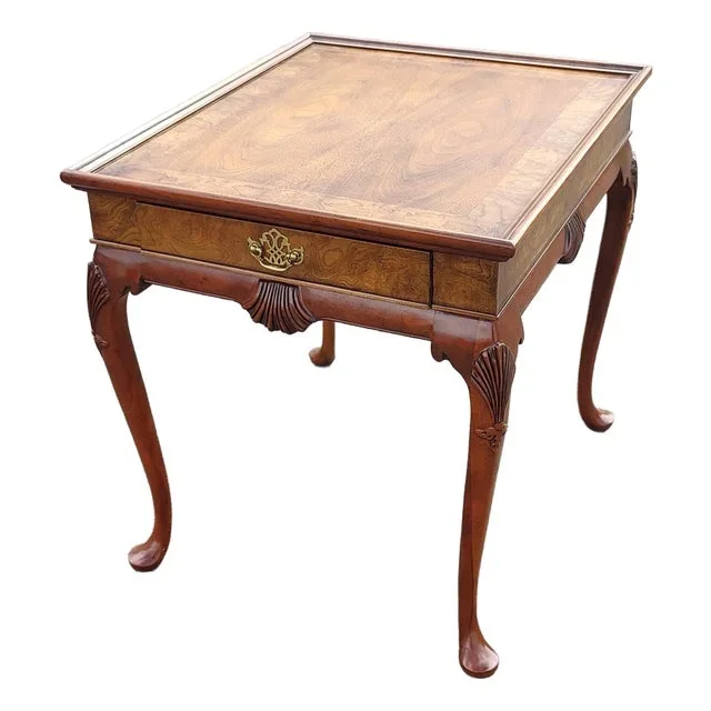 Baker Furniture Burled Walnut Queen Anne Tea Table