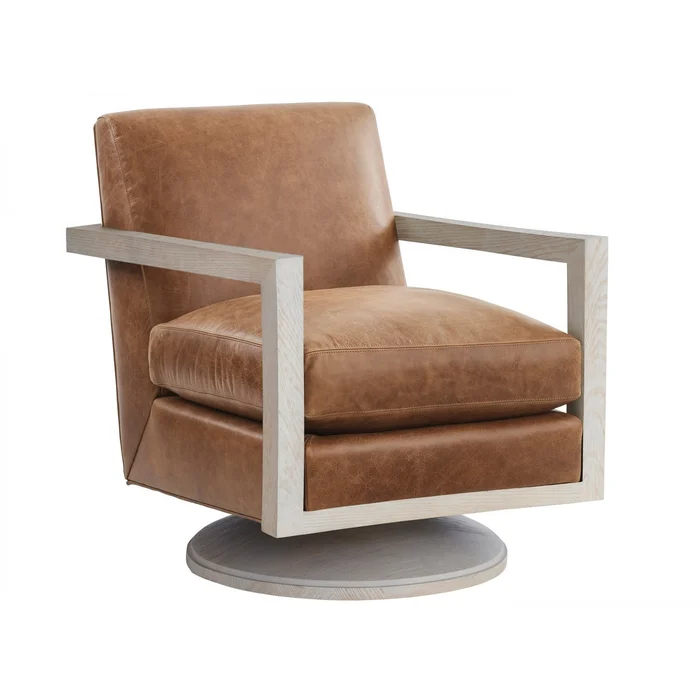 Barclay Butera Upholstery Willa Leather Swivel Chair