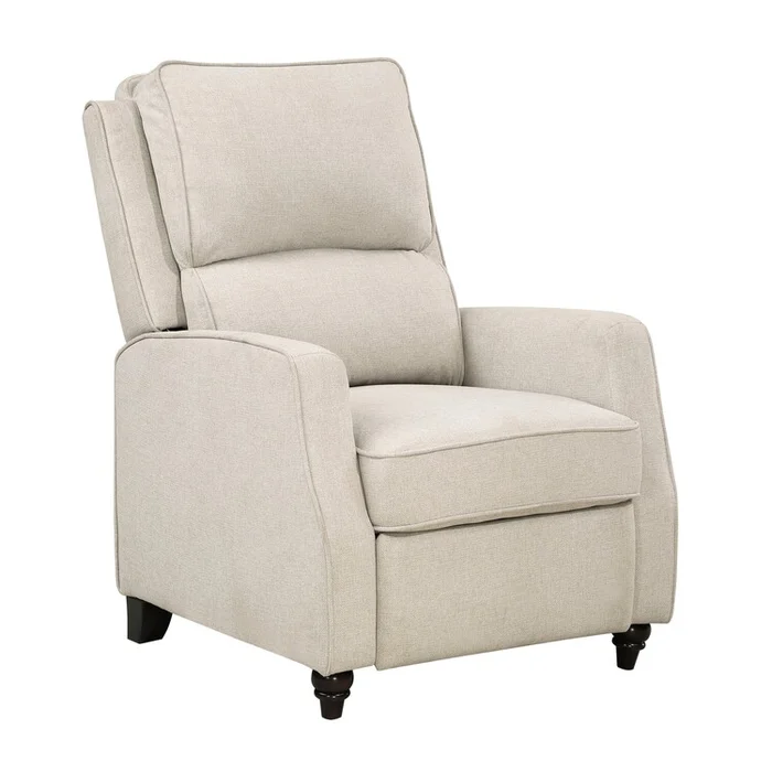 Beige Recliner Chair with Push Back Function & Removable Seat Back