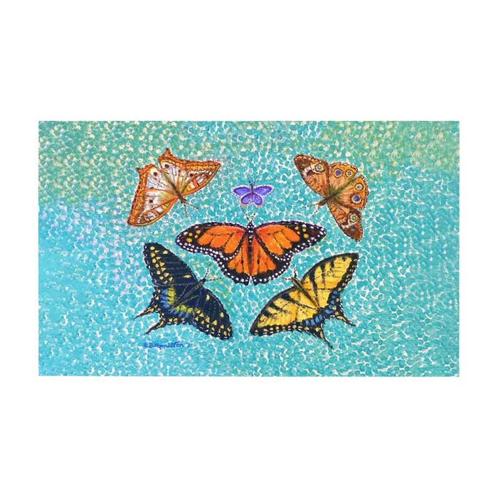 Betsy Drake Interiors Butterfly Arrangement Door Mat 30×50