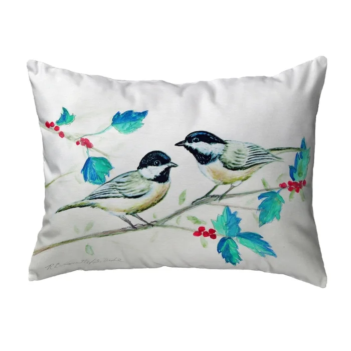 Betsy Drake Interiors Christmas Chickadees Noncorded Pillow 16×20