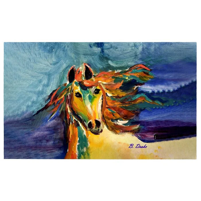 Betsy Drake Interiors Colorful Horse Door Mat 30×50