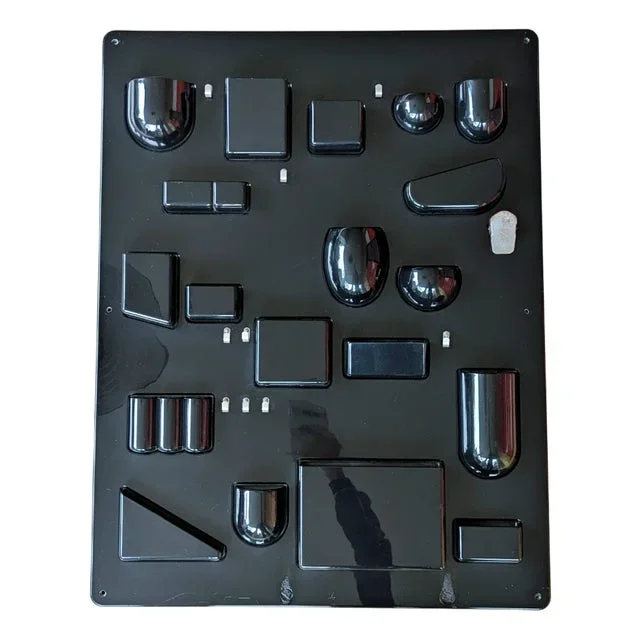 Black Plastic & Metal 1970s Container Panel Utensilo by D. Maurer Becker for Design M, Early Production