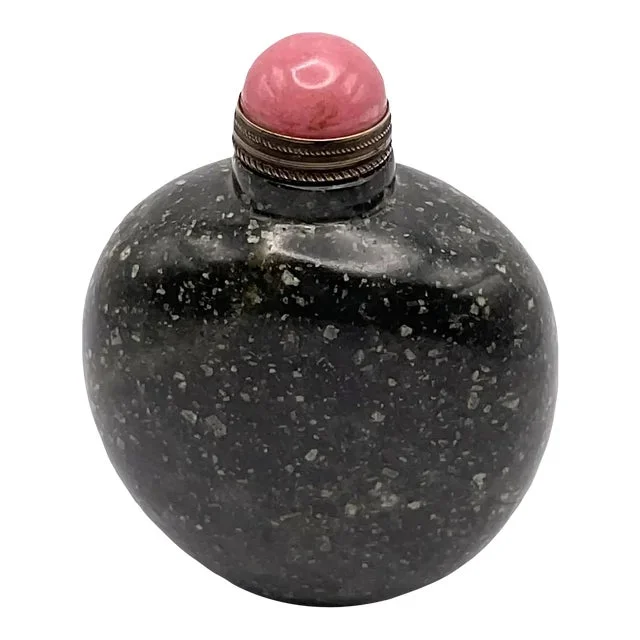 Black With White Dots Porphyry Snuff Bottle