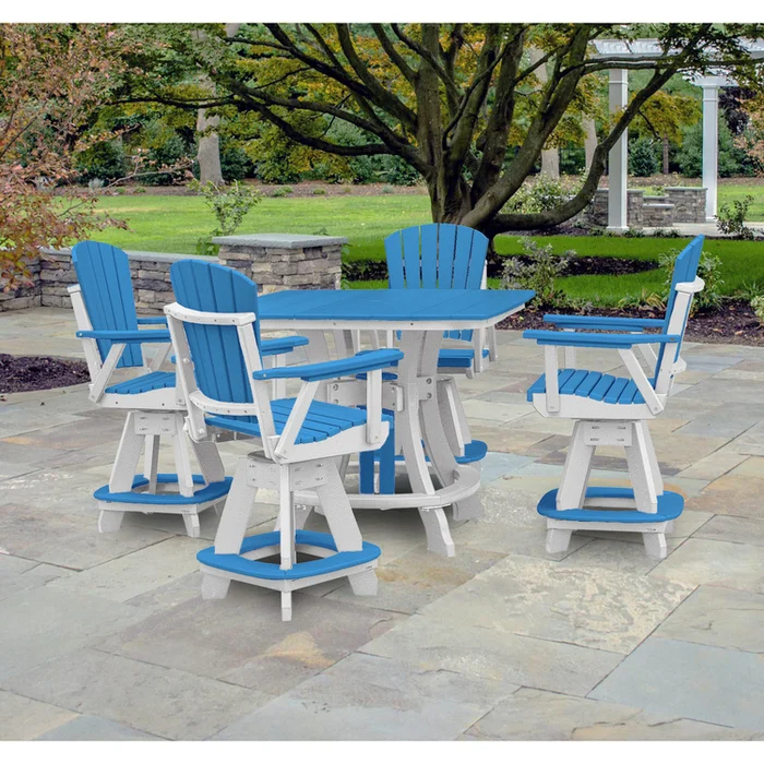 Blue Counter Height Dining Set with UV Resistant Recycled Poly Resin