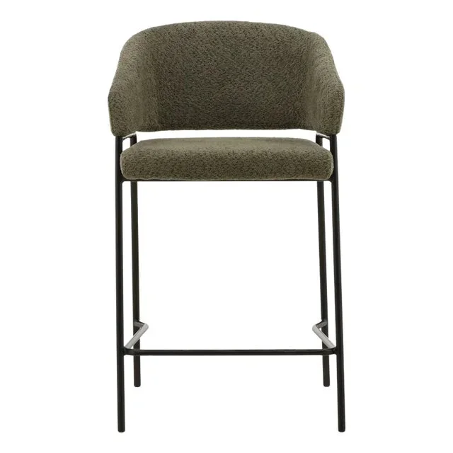 Boucle Olive Counter Stool