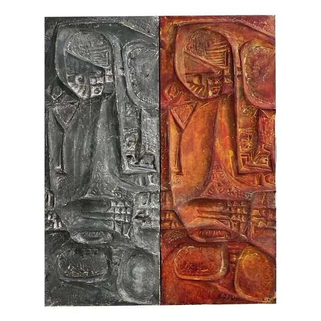 Brutalist Abstract Mold & 2 Sculptures, 1960s, Fiberglass, Set of 3