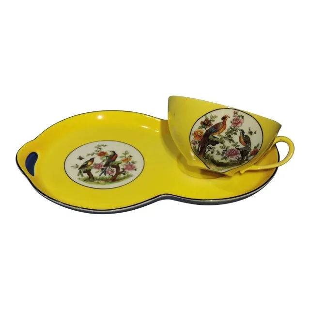 Circa 1918 Bohemian Czech Porcelain Victoria Schmidt & Co. Teacup & Snack Plate