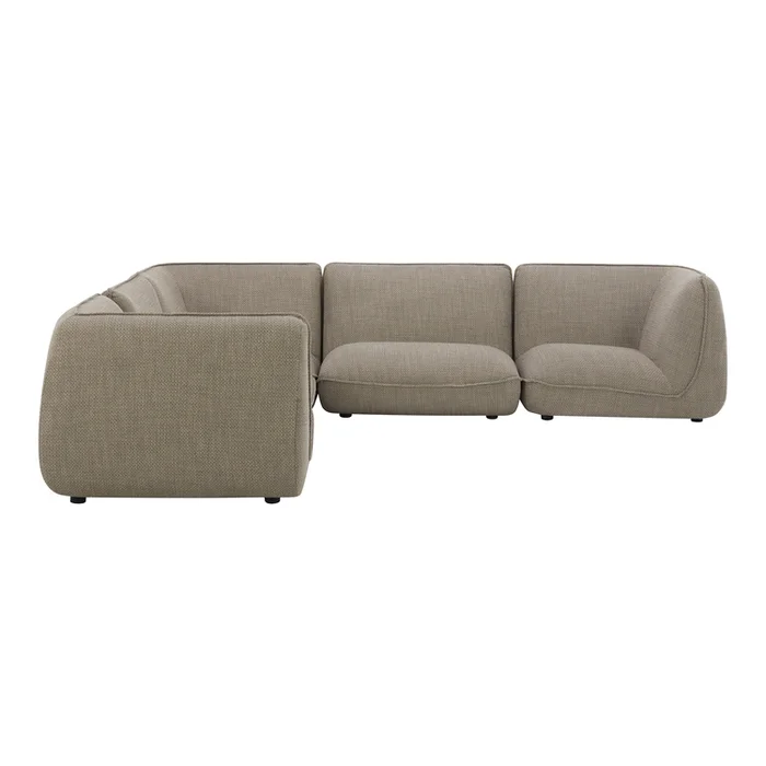 Classic Modular Sectional Sofa in Grey Speckled Pumice Fabric