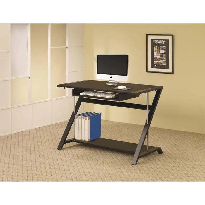 Coaster Computer Desk with Bottom Shelf Black