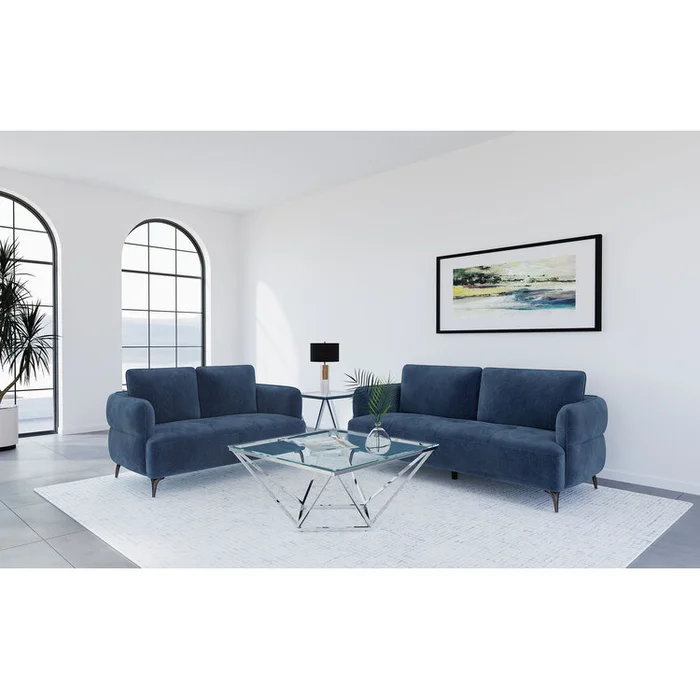 Coaster Lively 2-piece Chenille Upholstered Sofa Set Blue