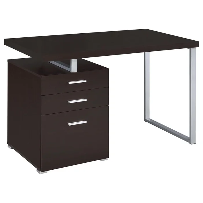 Coaster Office Desk with File Drawer and Reversible Set-Up Cappuccino