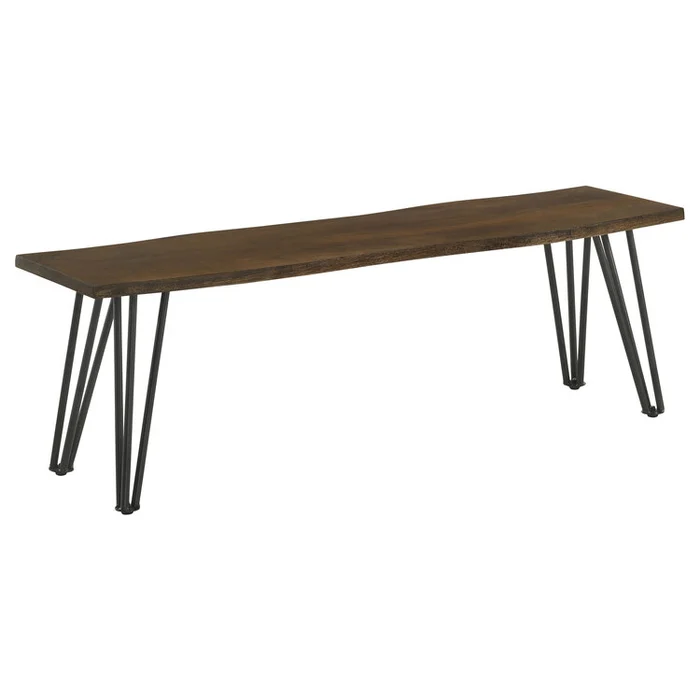 Coaster Topeka Live-edge Dining Bench Mango Cocoa and Gunmetal
