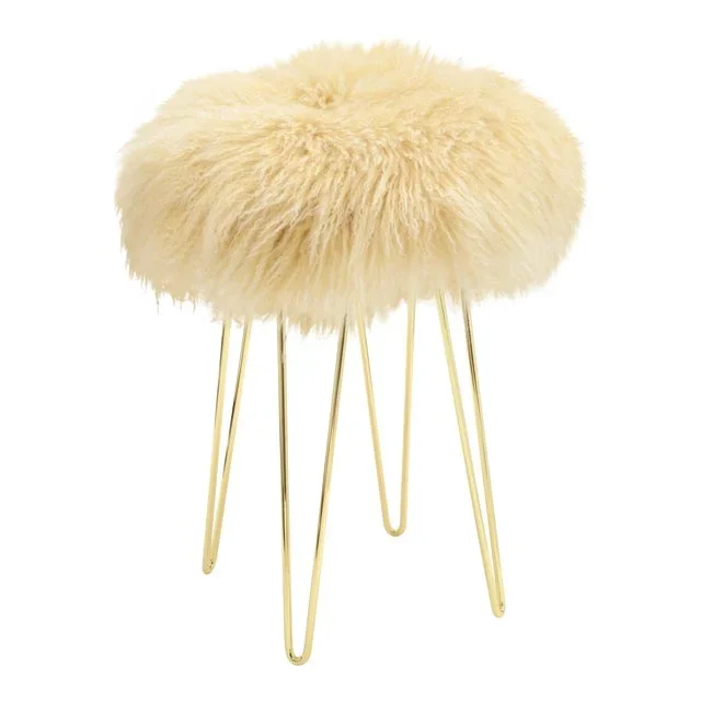 Curly Tipped Beige Hairpin Brass Counter Stool