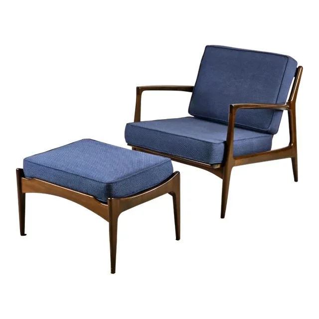 Danish Chair No. 596 & Ottoman by Lawrence Peabody & Ib Kofod-Larsen for Selig