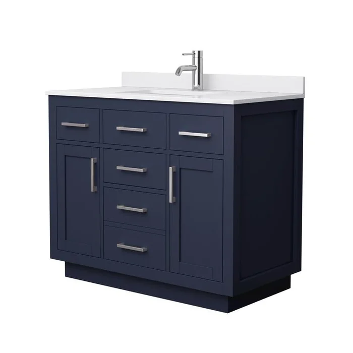 Dark Blue White Cultured Marble Bathroom Vanity