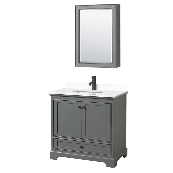Dark Gray Bathroom Vanity 36 Inch Single Sink