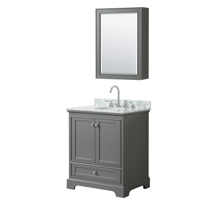 Dark Gray Bathroom Vanity Single Sink Marble Countertop