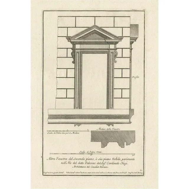 De Rossi, Window of Palazzo Chigi, Rome, 1710, Print