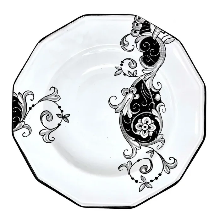 DERUTA RICAMO: Dodecagon Pasta Soup Rimmed Plate [R]