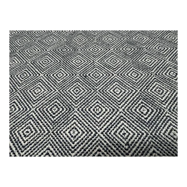 Designer Water & Stain Resistant Damond Pattern MCM Navy Blue Off White Woven Upholstery Fabric
