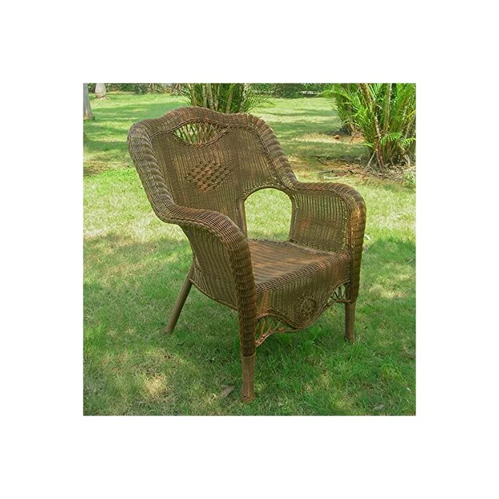Durable Outdoor Wicker Dining Chair with Aluminum Frame & Cushioning