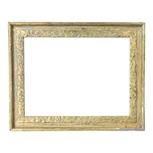 Early 20th Century Arts and Crafts Giltwood Carved Floral Painting Frame