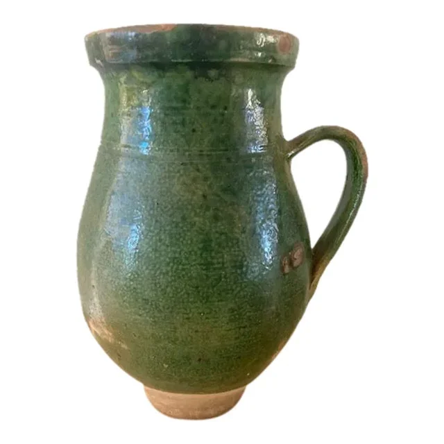 Early 20th Century Earthy Green Faience Jug