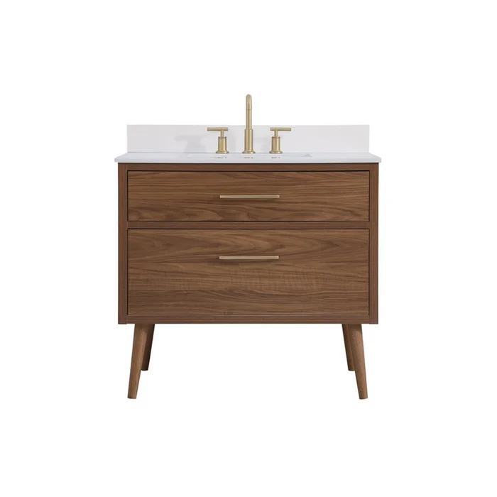 Elegant Decor 36 inch bathroom Vanity in Walnut Brown with Backsplash