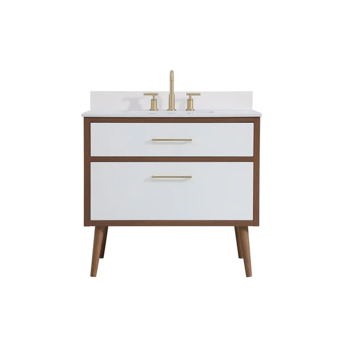 Elegant Decor 36 inch bathroom Vanity in White with Backsplash